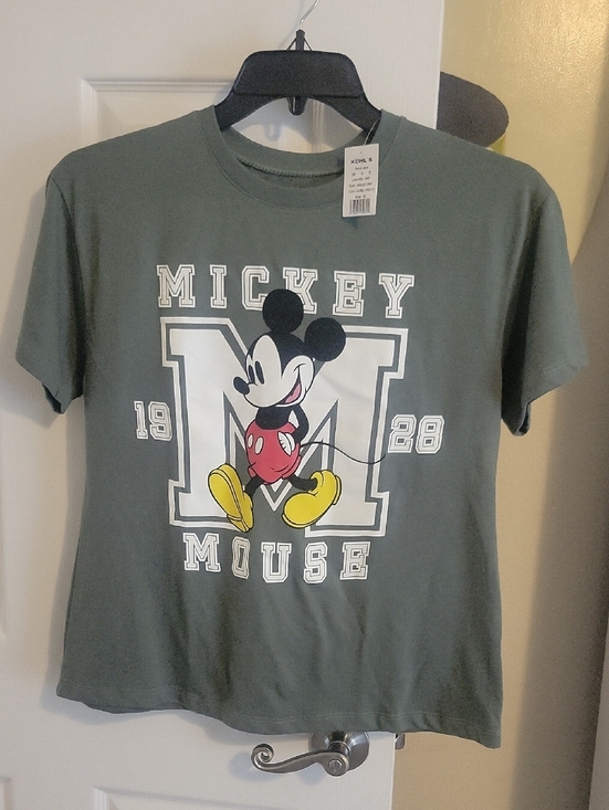 Disney Other - Disney Mickey Mouse Tee - Laurel Wreath Green with White Print